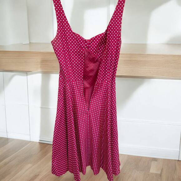 Esperanto Pink White Polka Dot Bubble Hem Dress Size 4 - Picture 5 of 8